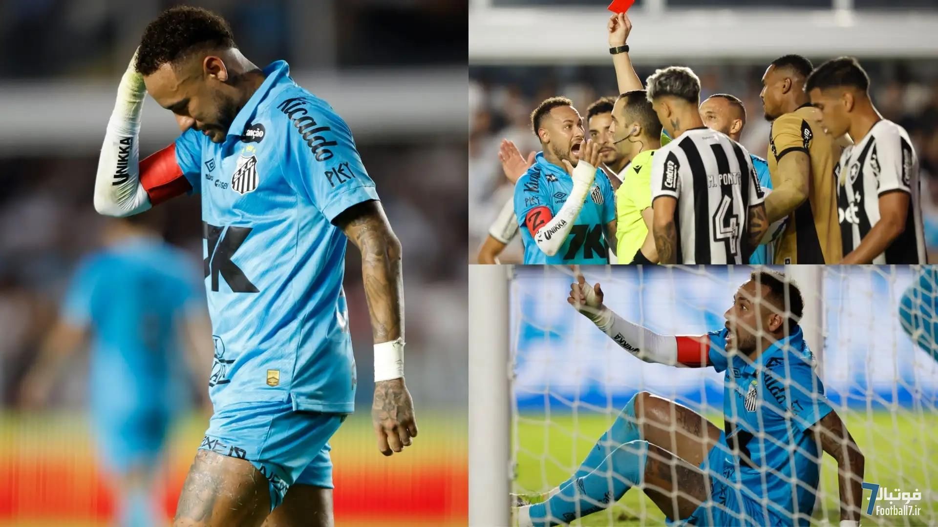 اخراج جنجالی نیمار مقابل بوتافوگو | تلاش عجیب برای گل با دست و شکست سانتوس در سری A برزیل