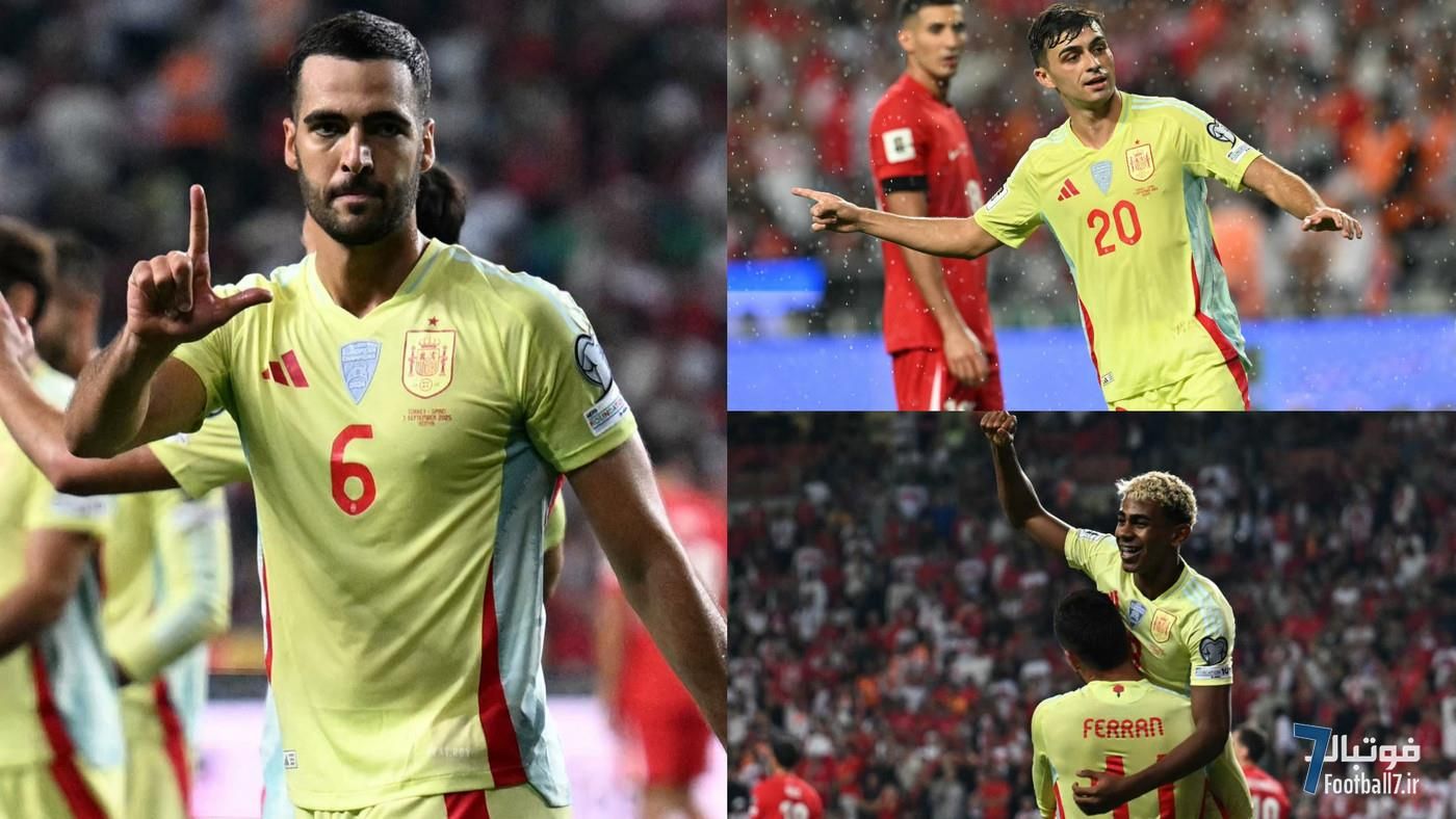 جشنواره گل اسپانیا: هت‌تریک میکل مرینو و درخشش لامین یامال و پدری، ترکیه را شش‌تایی کرد!