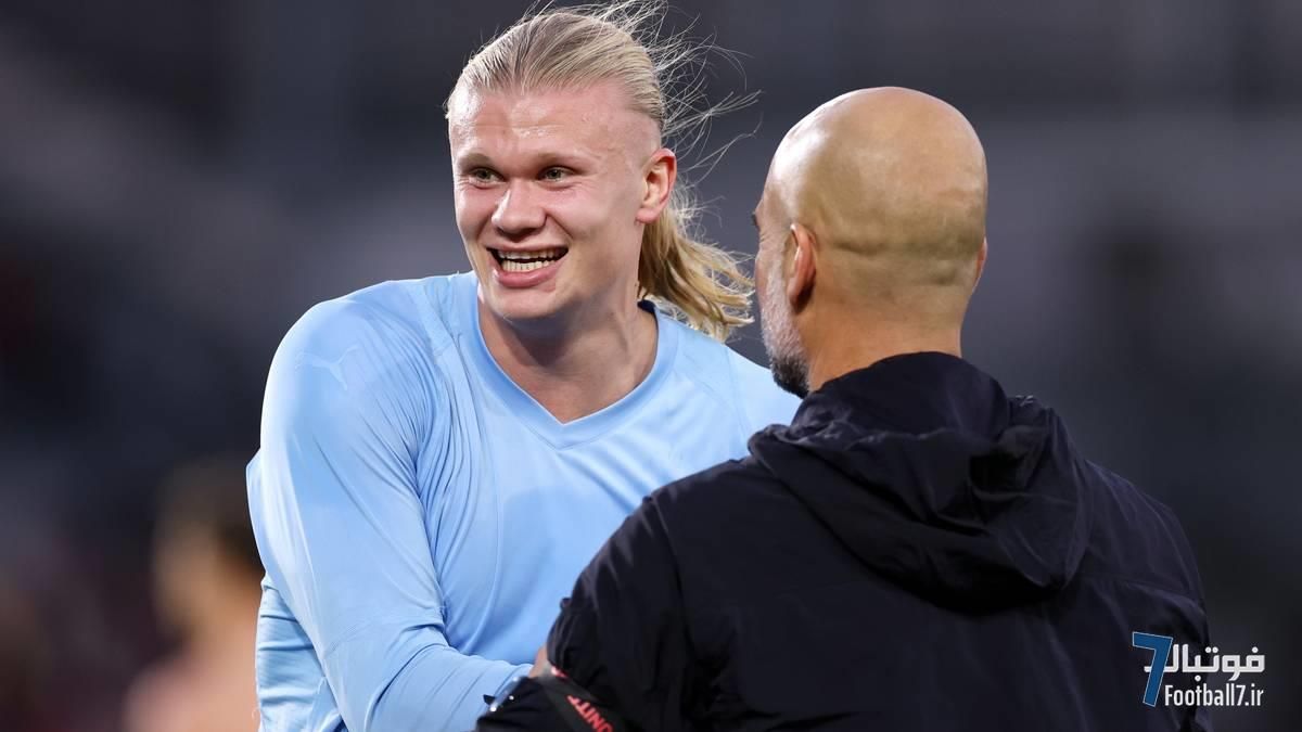 صحبت‌های پپ گواردیولا با ارلینگ هالند پس از گلزنی «۵۰ میلیونی»؛ ستاره نروژی در پی سومین کفش طلا و صعود به جام جهانی