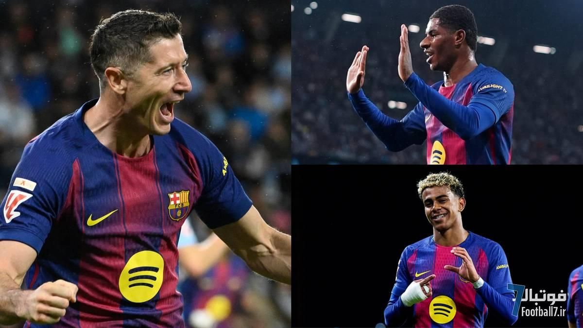 هت‌تریک روبرت لواندوفسکی و درخشش مارکوس رشفورد: بارسلونا فاصله با رئال مادرید را در لالیگا کم کرد